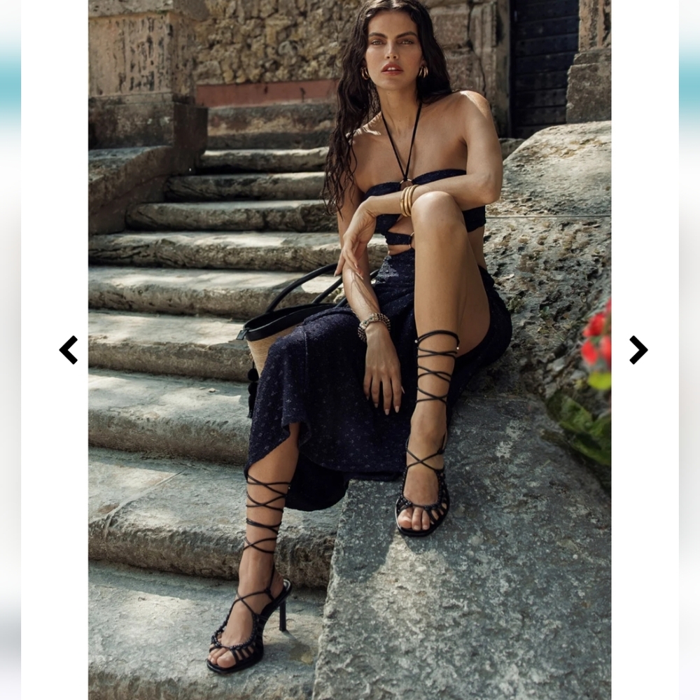 Luli Fama Brilla Double Loop Bandeau Long Dress in Black - Picture 5 of 15